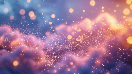 A beautiful image of sparkling effects, a banner, a festive, warm, shimmering background with various light purple details.