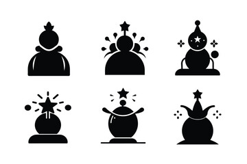 Black Silhouette Icons New Year Set stock illustrations