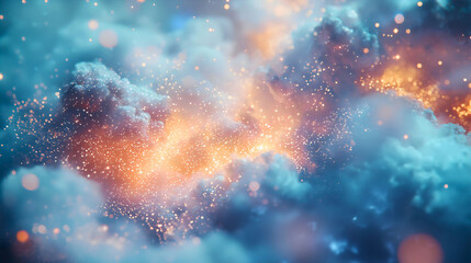 Fototapeta premium A beautiful and aromatic background featuring glowing celestial clouds, a lovely sparkly background.