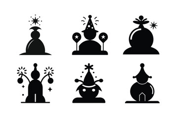 Set of new year icon silhouette Vector Image