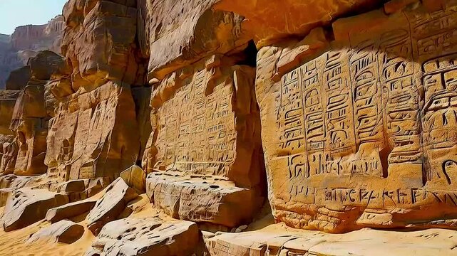 the inscriptions carved into the rock at Petra
