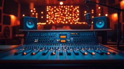 Fototapeta premium Recording Studio Audio Mixing Console Setup
