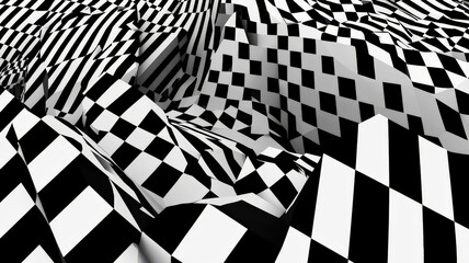 3D illusion wallpaper: Geometric cubes popping out in monochrome. Optical illusion, modern design, striking visual effect.