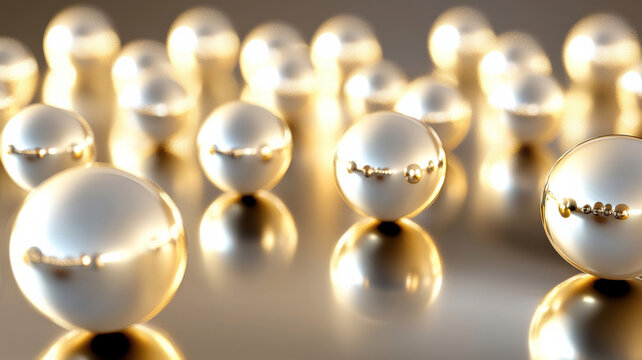 3D bubble chart, glowing spheres, dynamic reflections, sleek reflective surface. Modern data visualization, complex relationships, dynamic analysis.