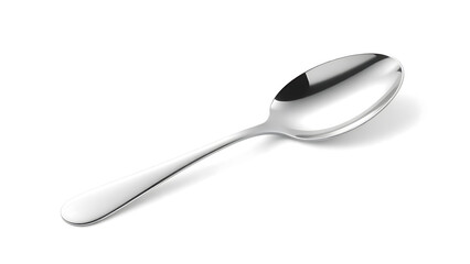 Polished Stainless Steel Spoon on White Background Generative AI