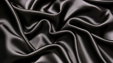 Obraz premium A close-up view of smooth, black satin fabric showcasing its texture and sheen.