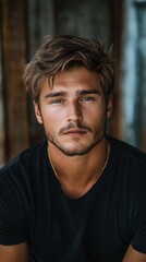 Casual style portrait of a male model with modern fashion influence for editorial and lifestyle design