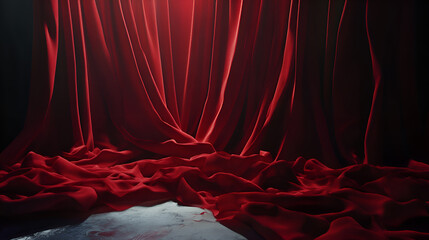 Red Velvet Curtain Photography: Luxurious Background Texture for Design and Decor