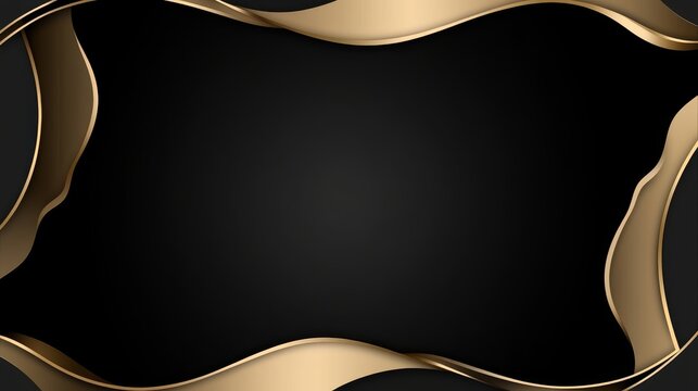 Elegant black background framed with gold waves, suitable for invitations or announcements.