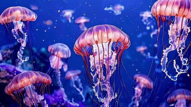 jelly fish in the blue water