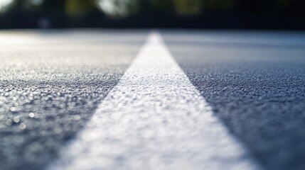 Closeup Asphalt Tennis Court Surface White Line Game