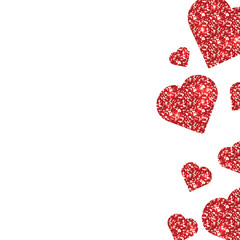 red glittery hearts on a transporter background