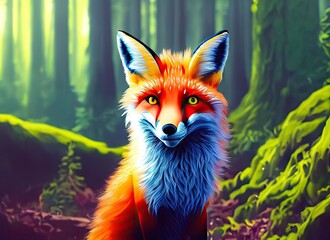 A Fox in the Landscape, pop art style