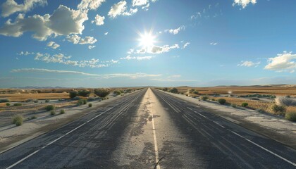 Naklejka premium Image of a long road, concept of new beginnings