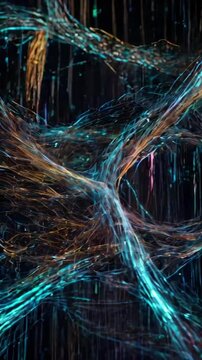Abstract visualizations of flowing data streams combined with snippets of machine-readable scripts, 4k High-Quality Business Wallpaper Background Animation Video