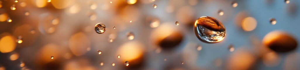 Obraz premium Abstract water droplets falling on bokeh background.
