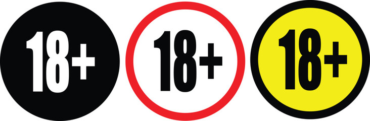 Variations of the 18+ Symbol, illustration of an background with lines.