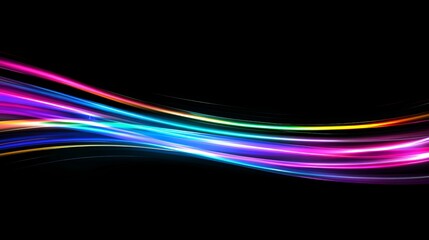Abstract colorful waves on a black background, representing motion and energy.