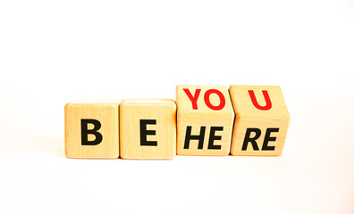 Belonging and belong symbol. Concept words Be here Belong on beautiful wooden block. Beautiful white table white background. Business motivational belonging and belong concept. Copy space.