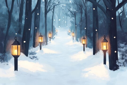 Serene Snowy Path for St. Stephen's Day - Powered by Adobe