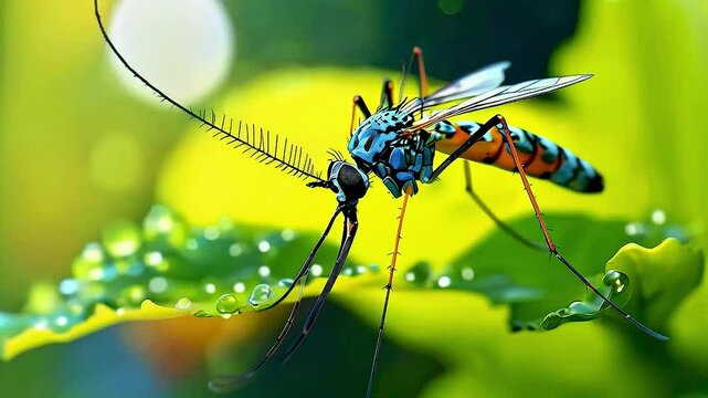 a mosquito  and  aphid  on  a leaf