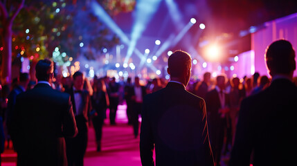 Naklejka premium Glamorous Red Carpet Event with Celebrities at Night