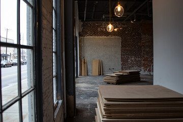 Obraz premium empty construction warehouse interior