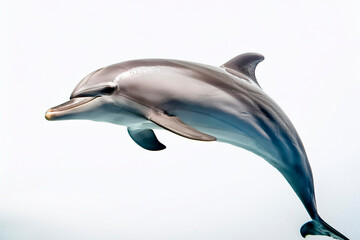 Delfino mentre nuota su sfondo bianco