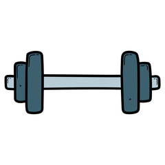 Hand drawn cartoon dumbbell on white background.