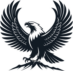 Majestic Eagle Wings Spread, Soaring High Above Mountains