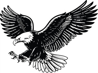 Majestic Bald Eagle Soaring, Wings Spread Wide, Powerful Flight