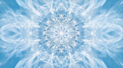 Abstract light blue fractal mandala design.