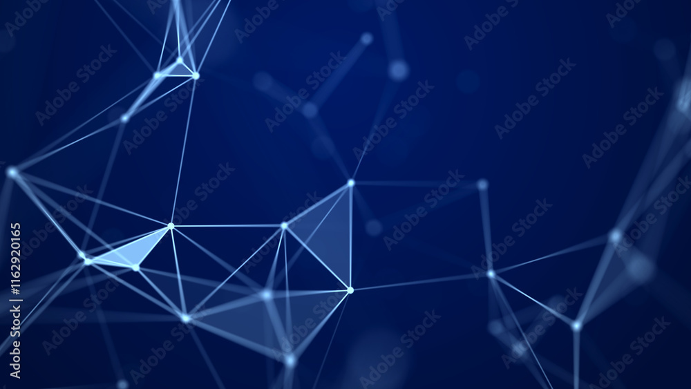 Poster Modern design of network connection structure. Abstract background with interlacing dots and lines. 3D rendering.