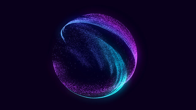 Abstract technology sphere with connecting dots, lines and triangles. Digital abstract network structure. 3D rendering.