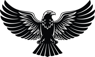 Majestic Black Eagle Wings Spread, Soaring High, Powerful Bird