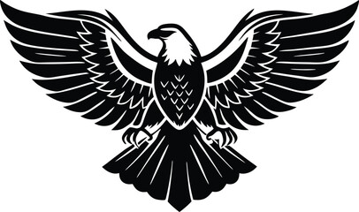 Majestic Black Eagle Wings Spread Wide Soaring High Freedom