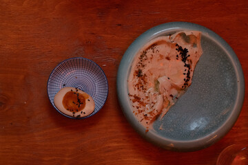 Hummus and Pickled Eggs on Table