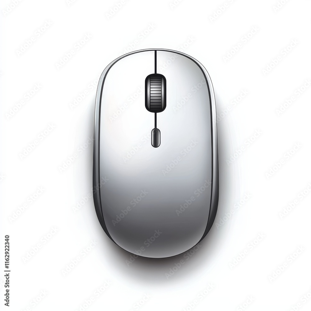 Leinwandbilder wireless mouse for computer and laptop silver color with shadow isolated on white background. realistic and detailed mice mockup. stock vector illustration