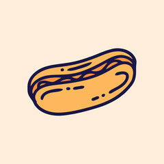 Hand Drawn of Hotdog Vector Doodle illustration