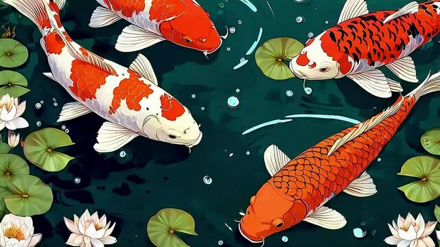 koi fish in a pond