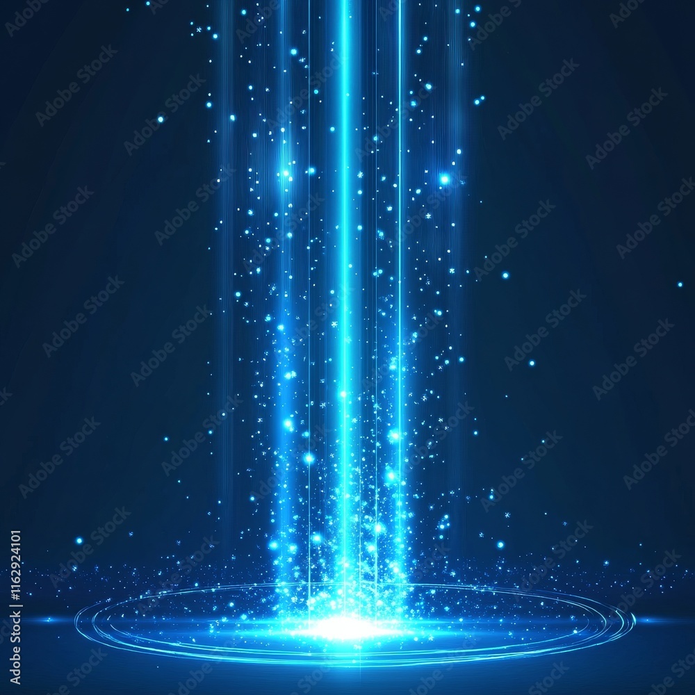 Poster elegant blue stage background with blue dot neon line and lighting effect sparkle. luxury template a