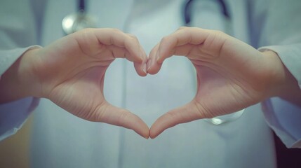 Obraz premium Doctor's Heartfelt Gesture: A Symbol of Care and Compassion