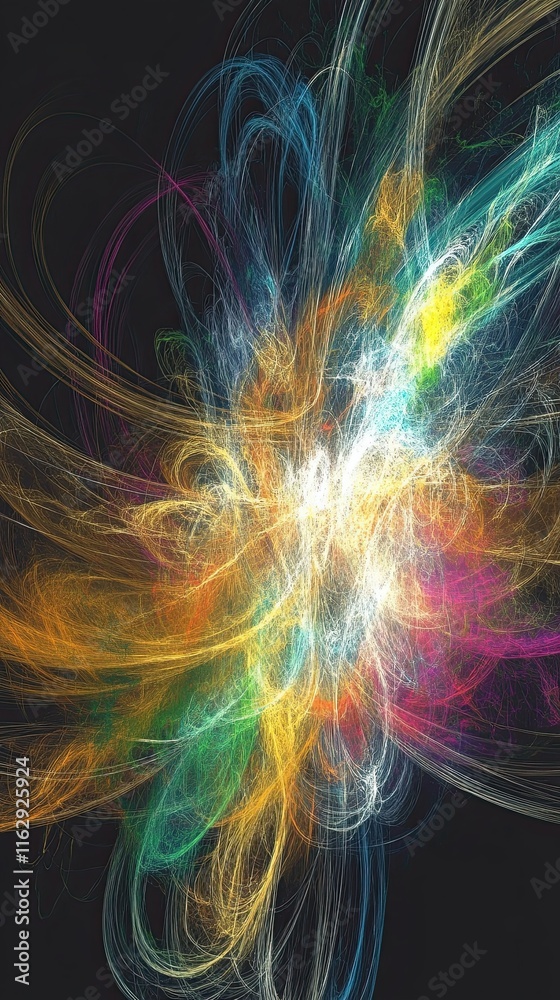 Poster vibrant cosmic void with swirling colors illuminating the darkness of space