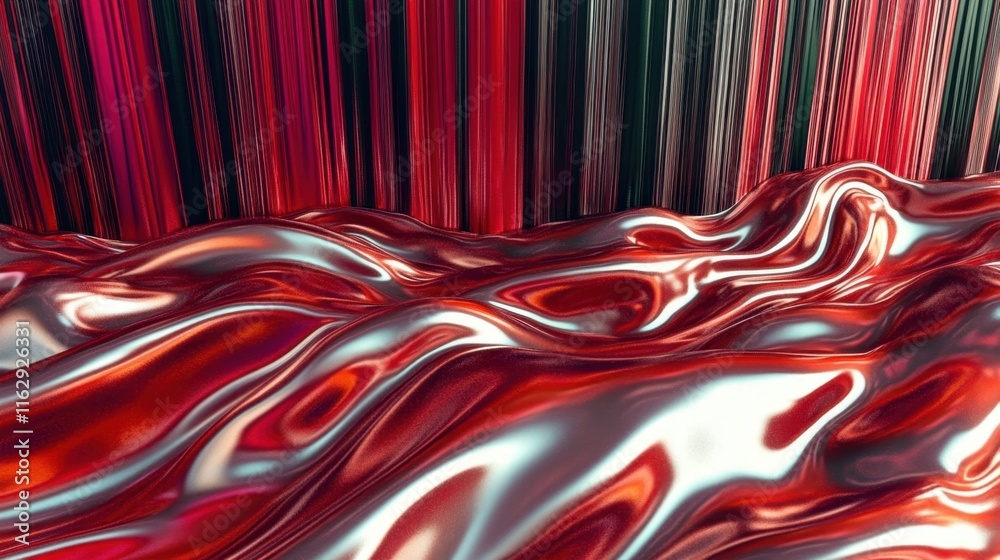 Poster Rich Waves of Silk Creating a Mesmerizing Dance of Dark Colors and Vibrant Hues in Abstract Form