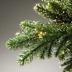 A glowing Christmas tree stands out against a  background, surrounded by sparkling lights.