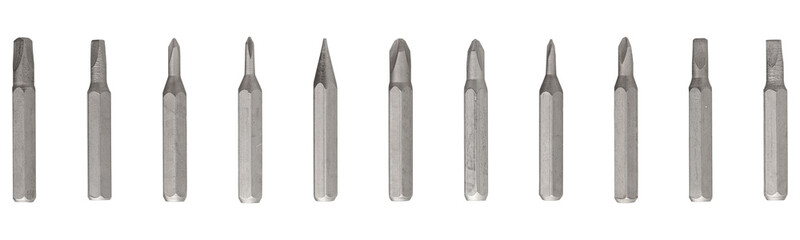 Iron bit with screwdriver on Isolated on white background close up