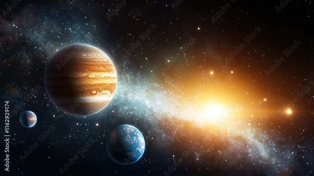 Poster Exploring the Vast Emptiness of Dark Space and Its Celestial Wonders Near Distant Planets