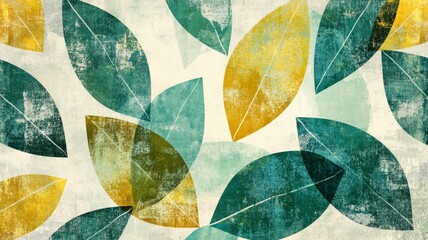A Beautiful Array of Green and Gold Leaves on a Soft Background for Artistic Inspiration