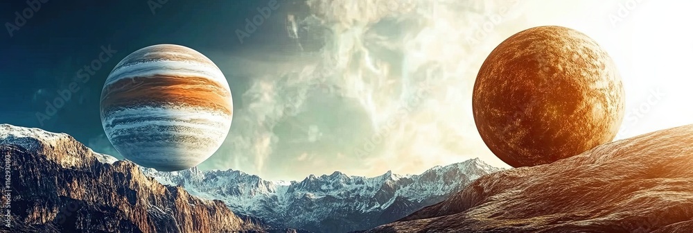 Poster exploring the possibility of life on distant planets in our vast galaxy