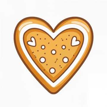 Heart-shaped gingerbread illustration in cartoon style